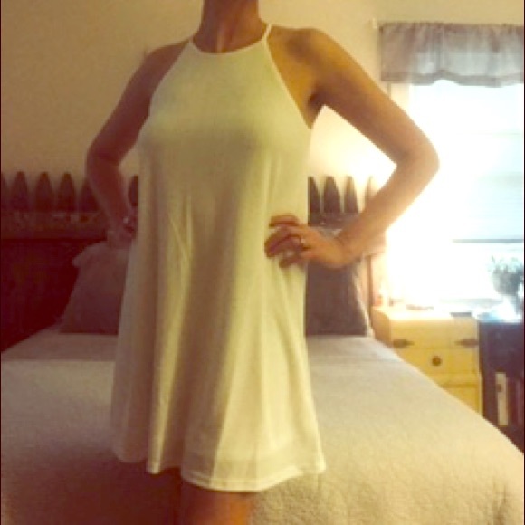 Ivory Halter Neck Swing Dress - Picture 3 of 6